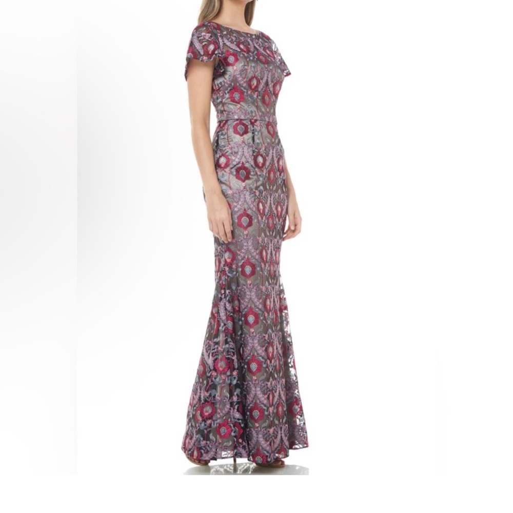Elegant Purple Patterned Women's Dress